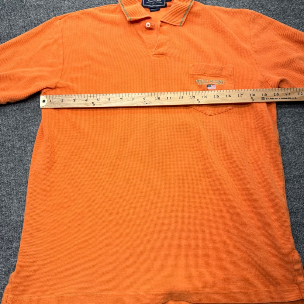 Polo Sport Ralph Lauren Mens Orange Waffle Knit Pocket Polo Shirt Size M - Picture 5 of 7